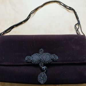 TALBOTS VELVET SUEDE VIOLET BROWN PURSE CLUTCH